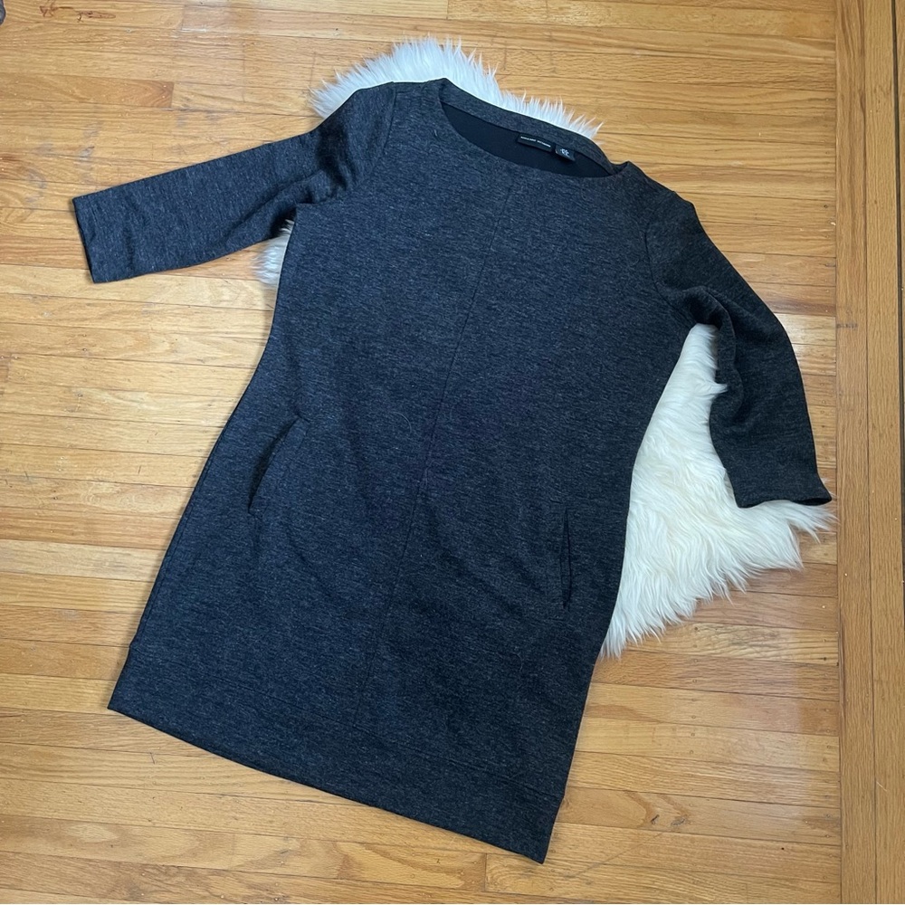 Adrienne Vittadini M Grey Mini Shift Dress with Pockets!